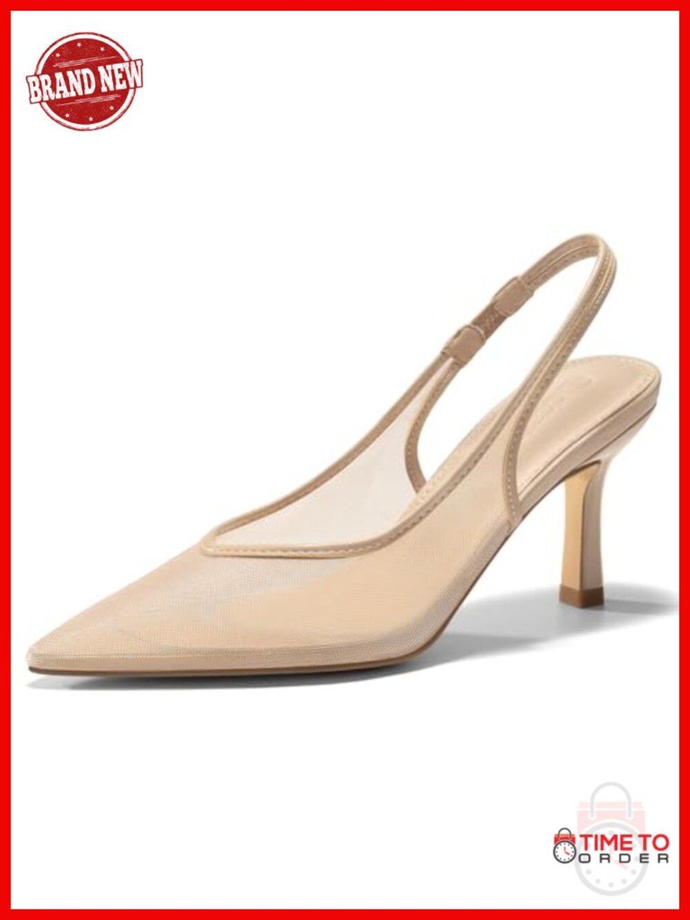 Mesh Slingback Kitten Heels Pointed Toe Low Heel Pumps Dress Shoes